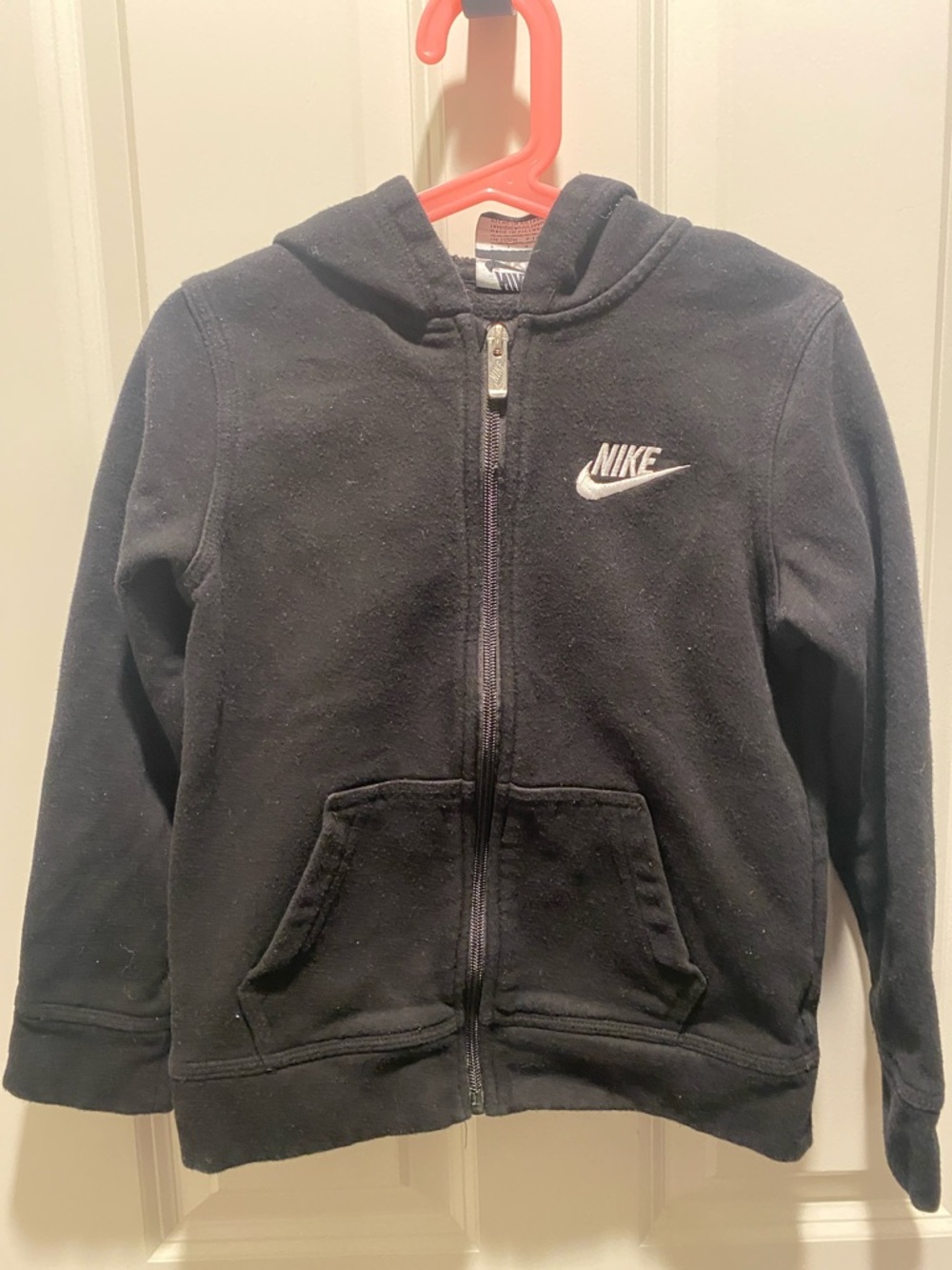 Nike Kids Black Full-Zip Hoodie with White Logo EUC